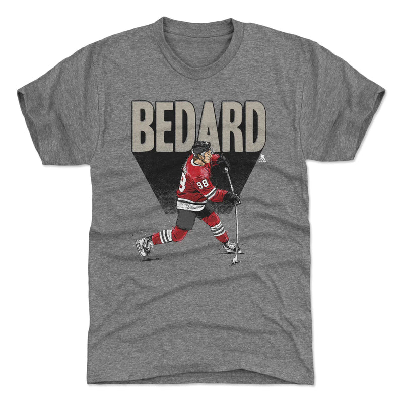 Connor Bedard Chicago Blackhawks 500 Level Bold Grey T-Shirt