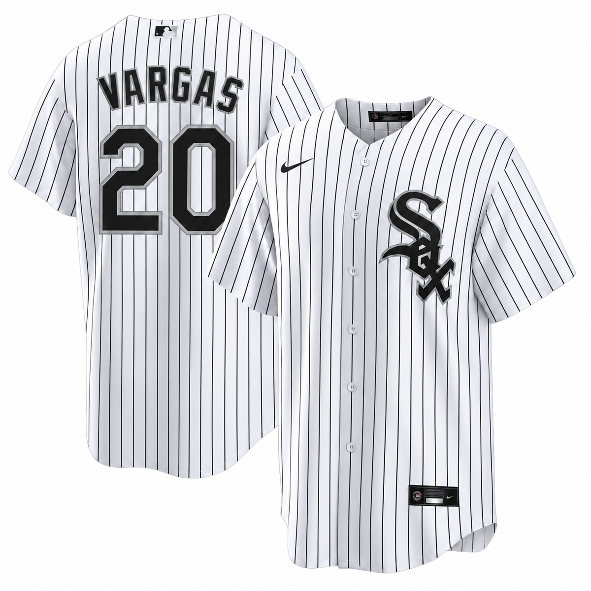 Miguel Vargas Chicago White Sox Nike Men's Home White Pinstripe Jersey