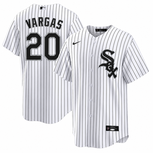 Miguel Vargas Chicago White Sox Nike Men's Home White Pinstripe Jersey