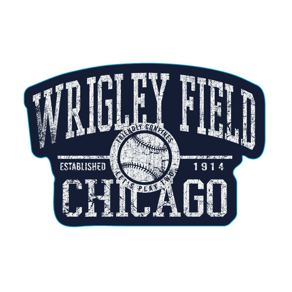 Wrigley Field Navy Distressed Baseball Sticker