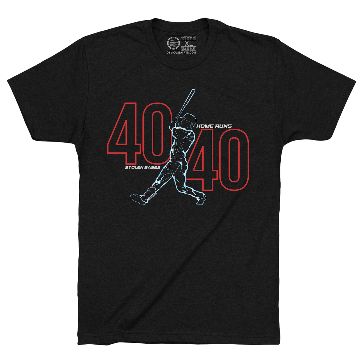 PCA 40/40 T-Shirt by Obvious Shirts - 40 Home Runs 40 Stolen Bases