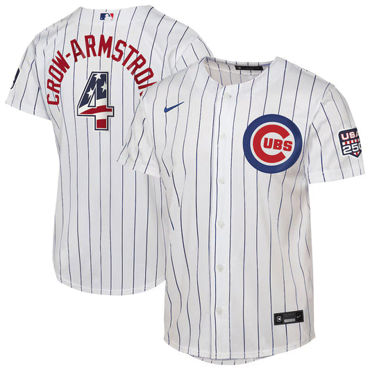 Pete Crow-Armstrong Chicago Cubs Nike Men's USA 250 Fourth of July Home Pinstripe Jersey