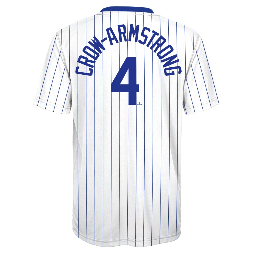 Pete Crow-Armstrong Chicago Cubs Pinstripe Sublimated Youth T-Shirt