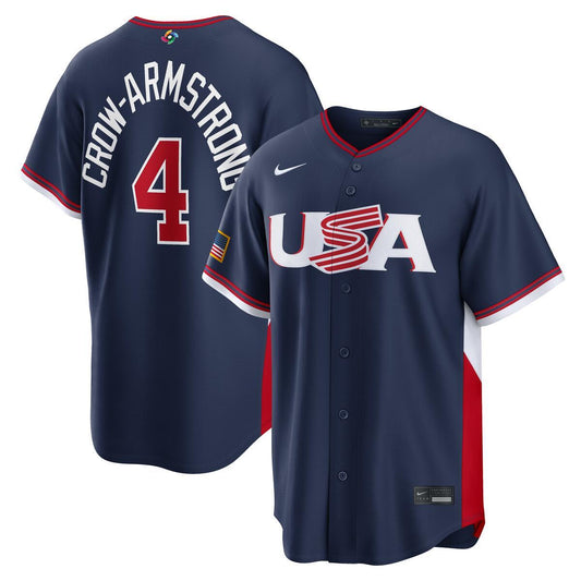 Pete Crow-Armstrong USA World Baseball Classic 2026 Nike Navy Road Jersey