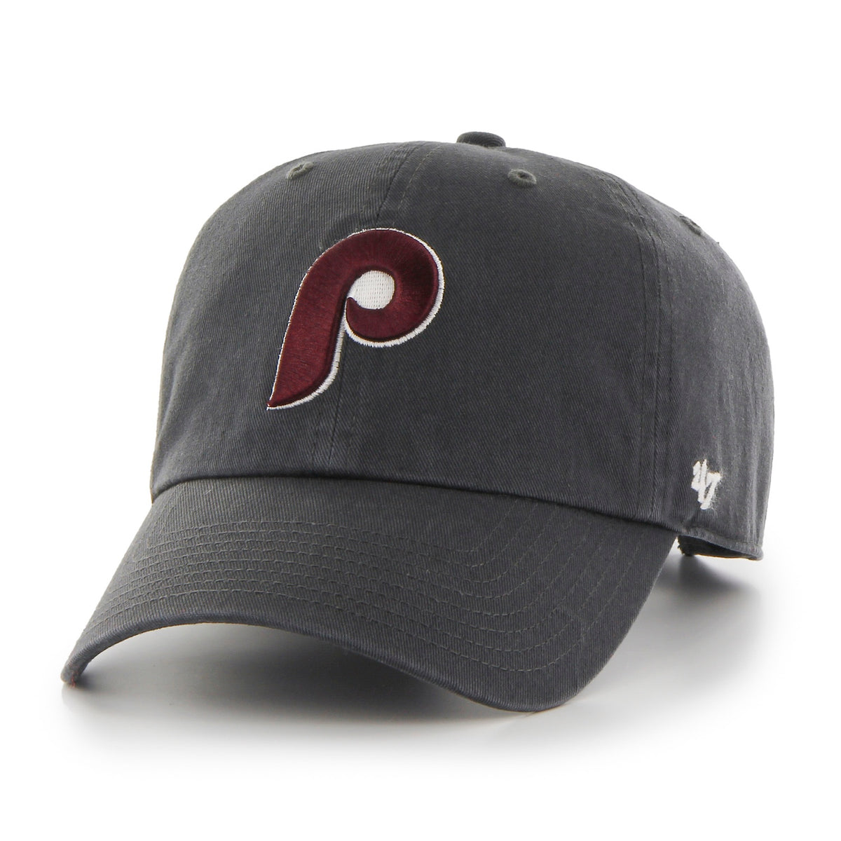 Philadelphia Phillies '47 Charcoal Cooperstown Clean Up Adjustable Hat