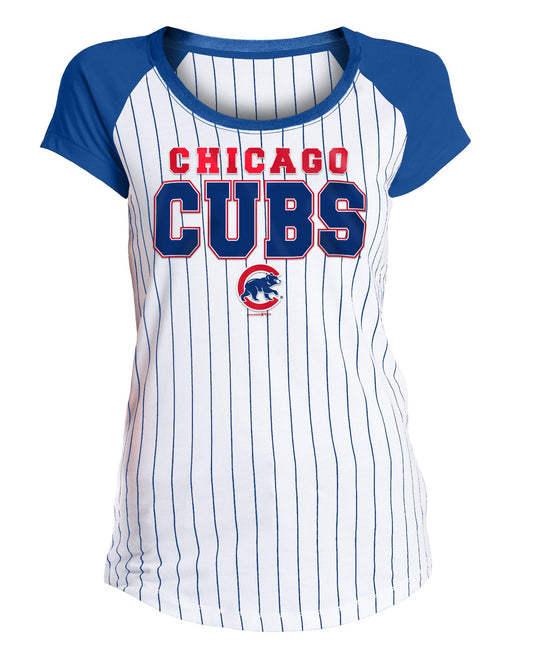 Chicago Cubs Pinstripe Royal Scoop Women's T-Shirt