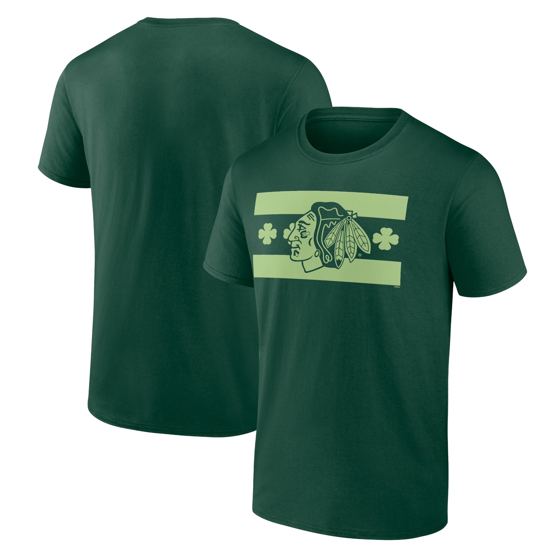 Chicago Blackhawks Green Patrick's Day Chicago Flag T-Shirt