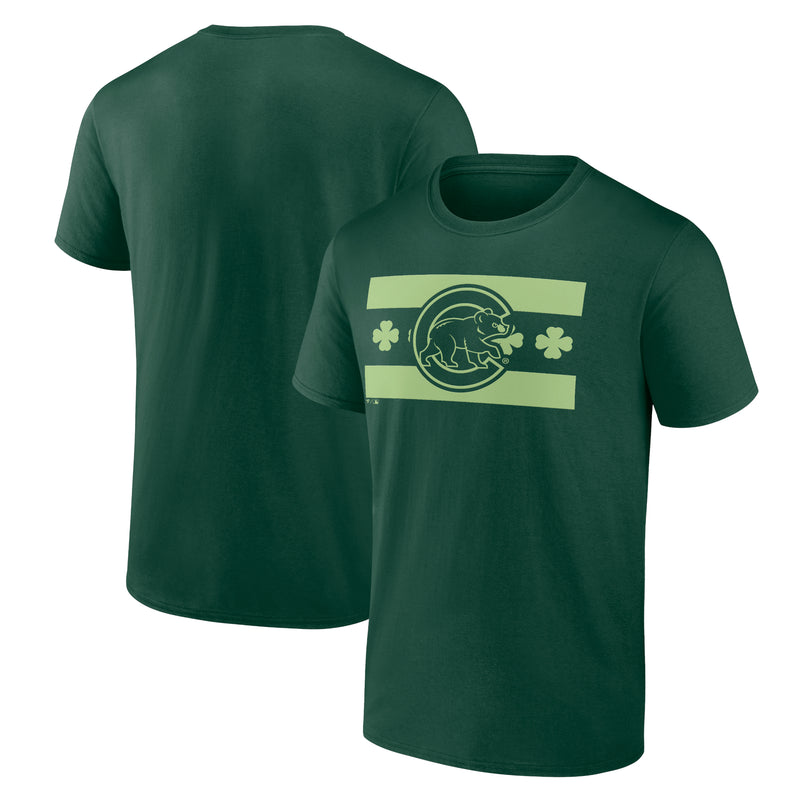 Chicago Cubs Green St. Patrick's Day Chicago Flag T-Shirt