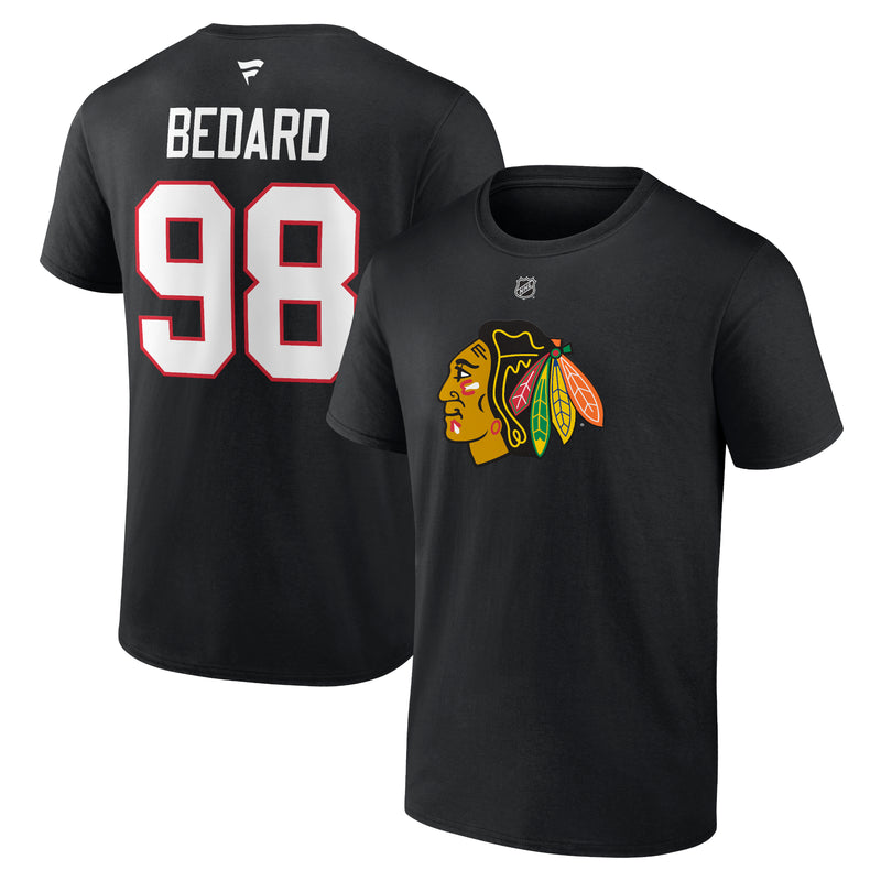 Connor Bedard #98 Chicago Blackhawks Black T-Shirt