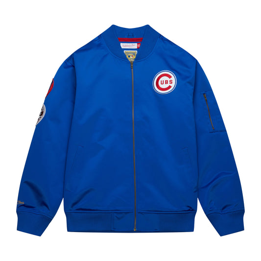 Chicago Cubs Mitchell & Ness Lightweight Satin Bomber Jacket