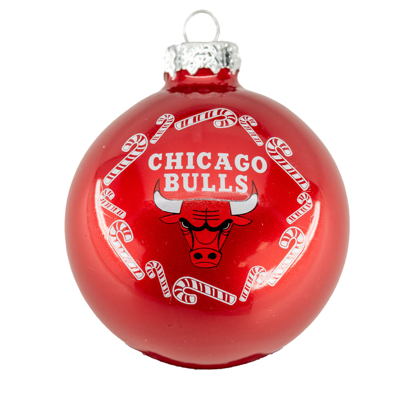 Chicago Bulls Candy Cane Glass Ball Ornament