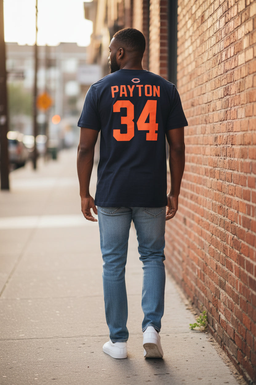 Walter Payton Chicago Bears Men's Navy T-Shirt