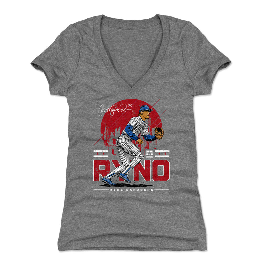 Ryne Sandberg Chicago Skyline WHT