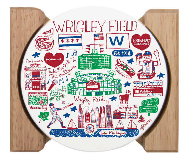 Wrigley Field Julia Gash Varsity 4 Pack Stone Coaster Set