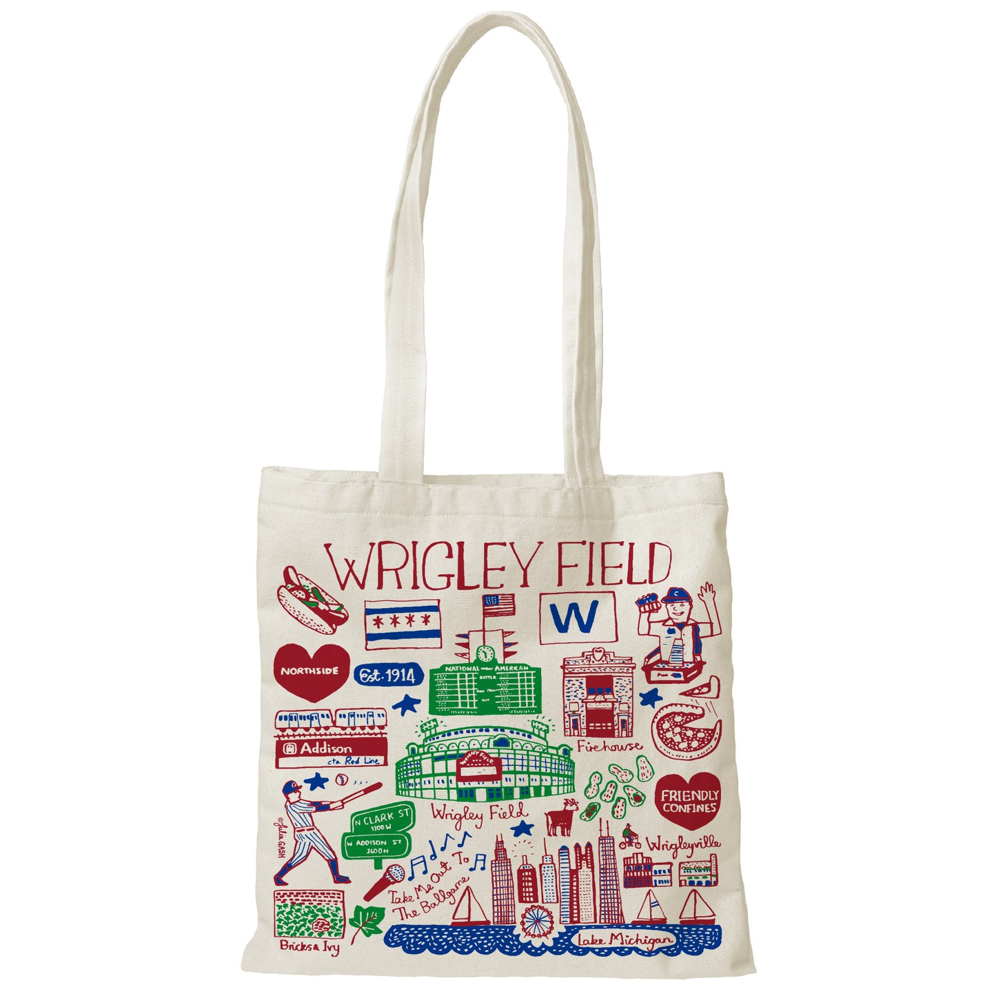 Wrigley Field Julia Gash Natural Tote Bag