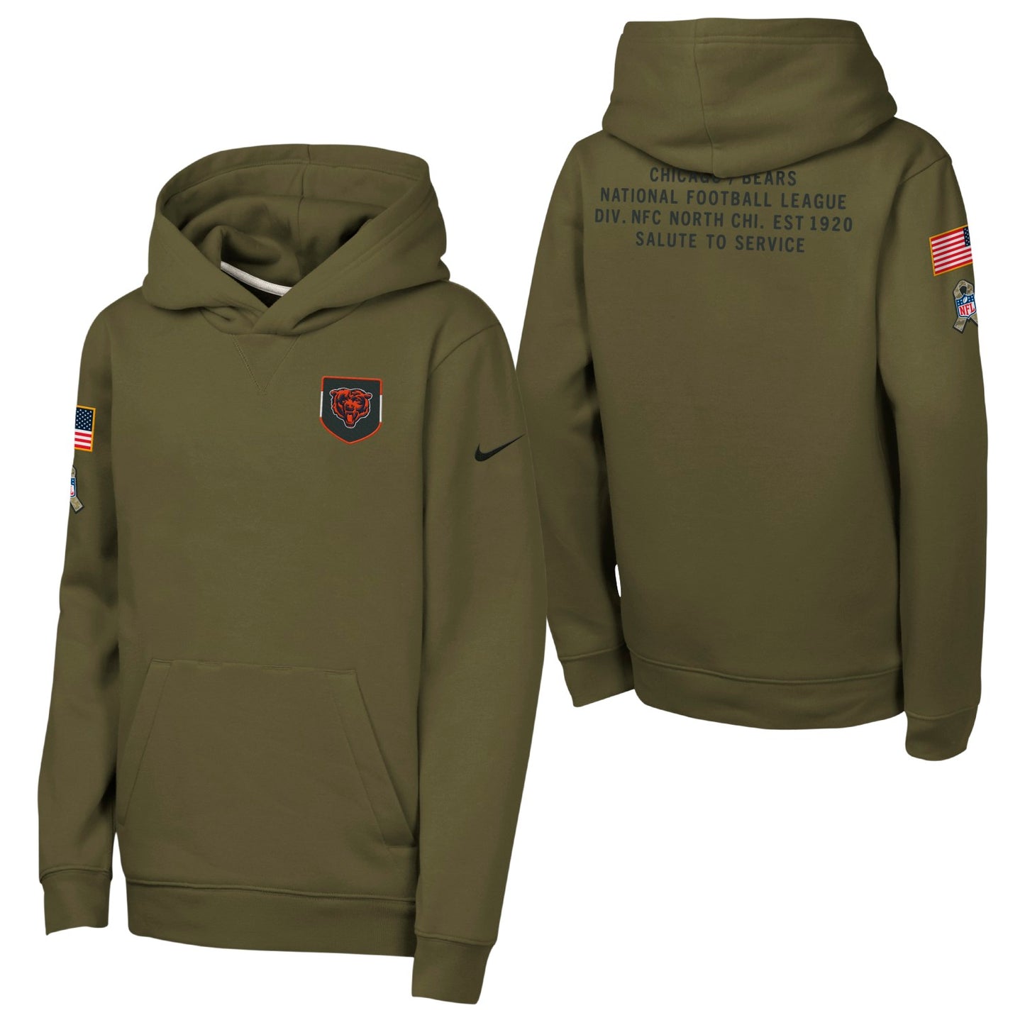 Chicago Bears Nike Youth 2025 Salute To Service Sideline Hoodie