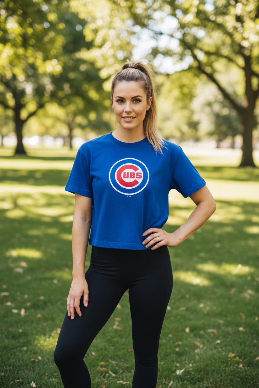 Chicago Cubs '47 Royal Bullseye Women's Crop Top