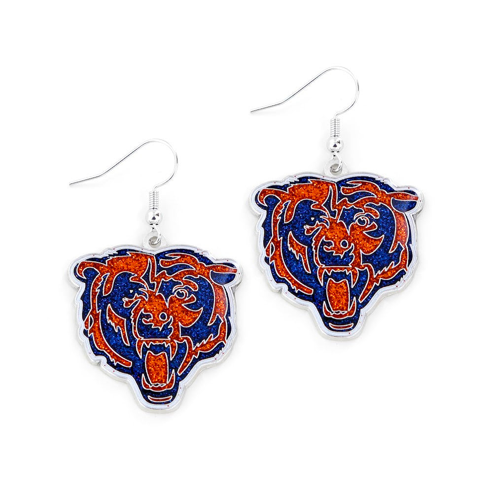 Chicago Bears Glitter Dazzle Bear Head Aminco Earrings