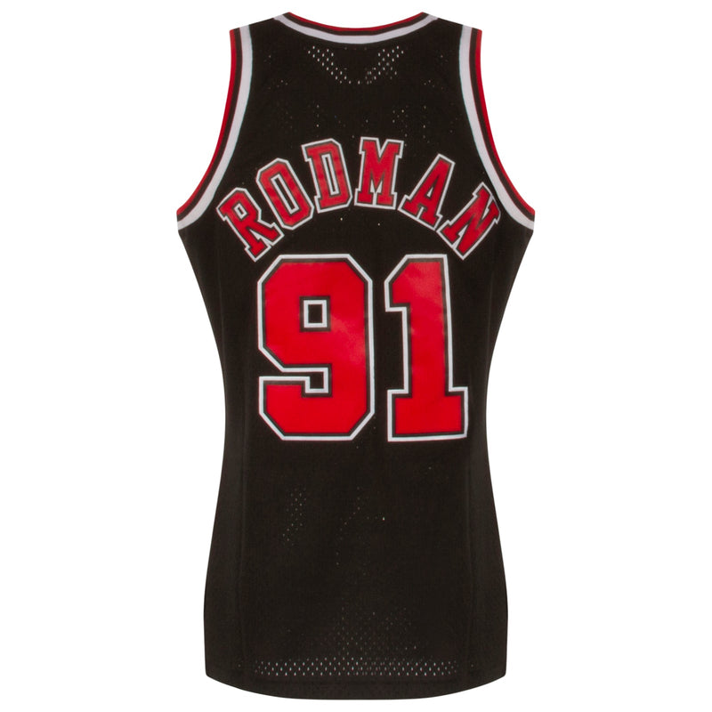 Dennis Rodman Chicago Bulls Black and Red Swingman Jersey