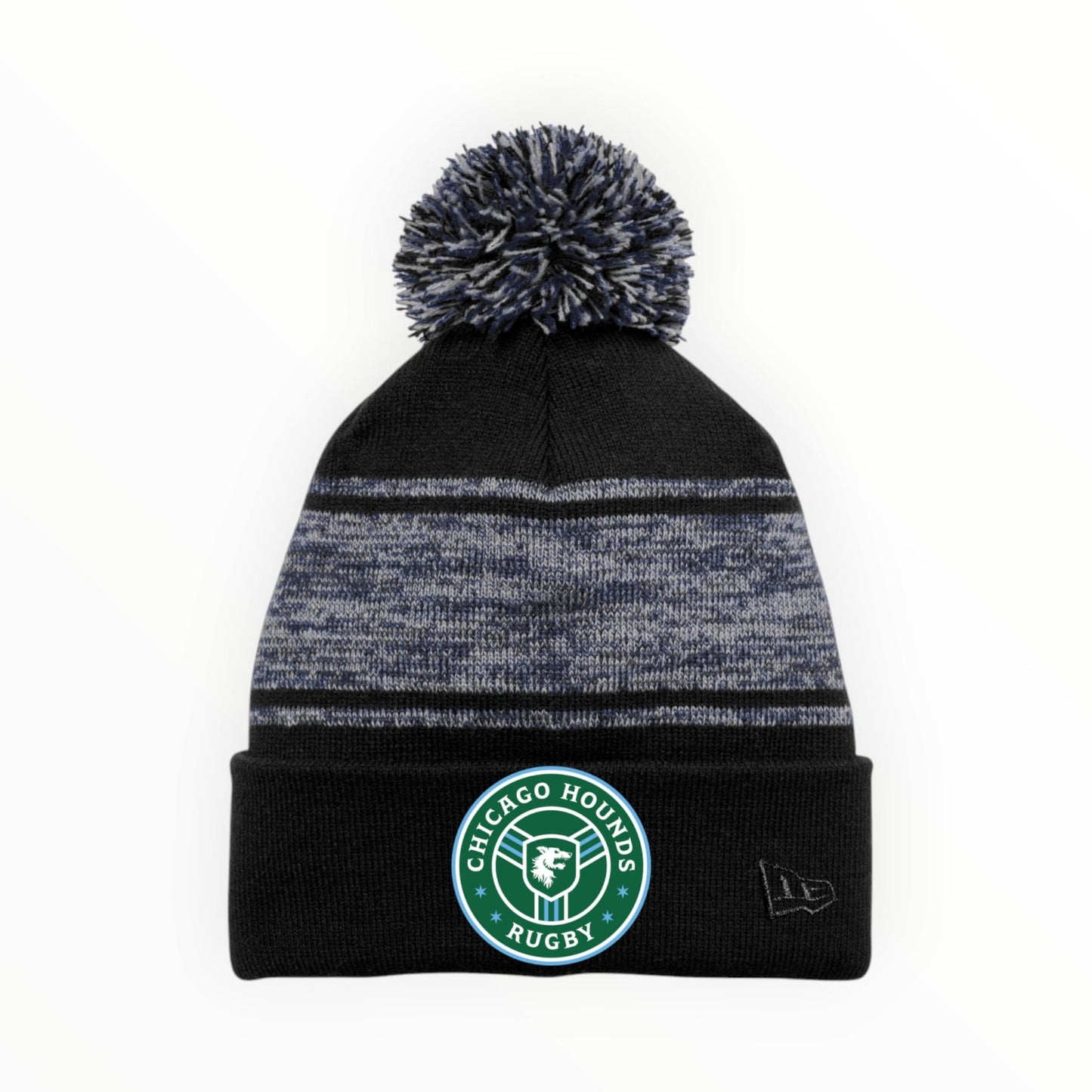 Chicago Hounds Primary Logo Patch New Era Knit Chilled Pom Sideline Beanie