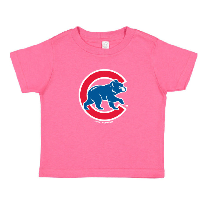 Chicago Cubs Toddler Pink Crawl Bear Soft Grape Tee
