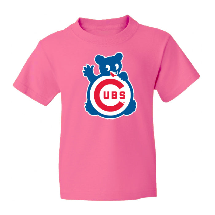 Chicago Cubs Pink Waving Bear Soft Grape T-Shirt - Youth