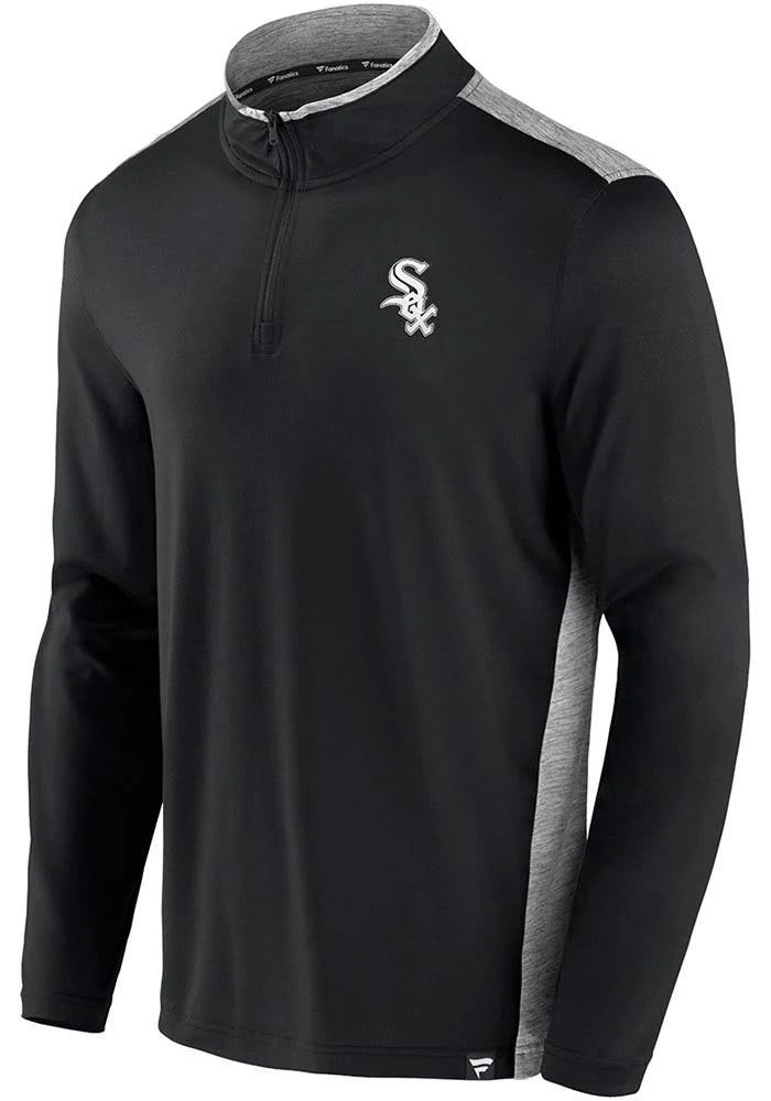 Chicago White Sox Black Iconic Brushed Poly 1/4 Zip Shirt