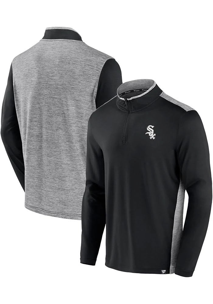 Chicago White Sox Black Iconic Brushed Poly 1/4 Zip Shirt