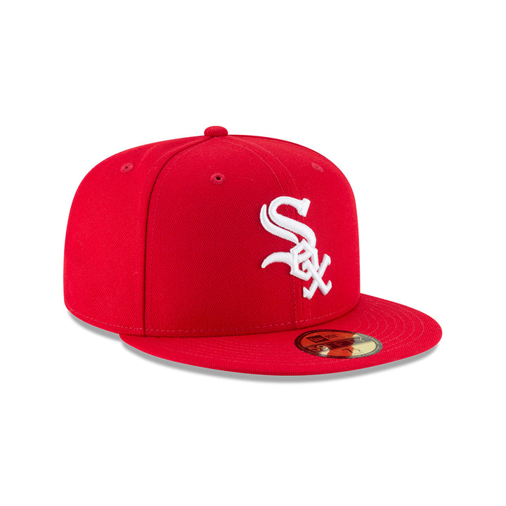 Chicago White Sox New Era 50th Anniversary Patch Red Undervisor 59FIFTY Fitted  Hat - White