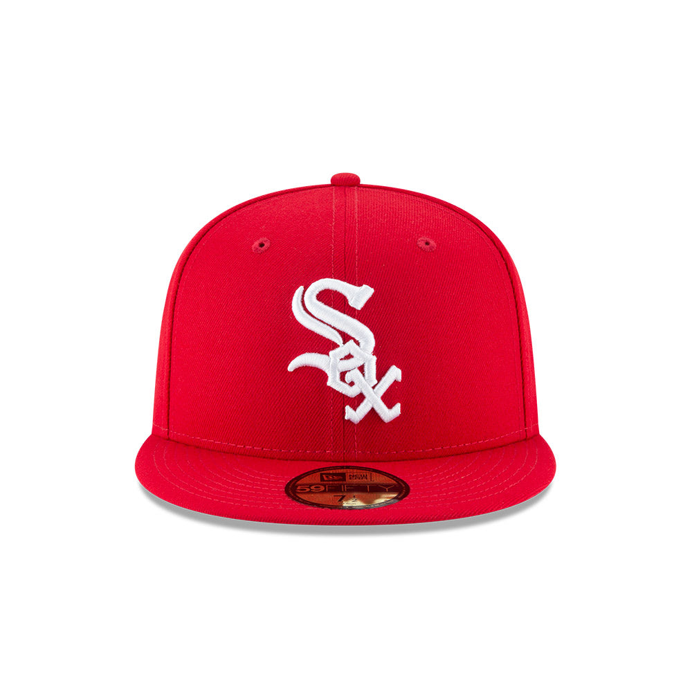 Chicago White Sox White Logo Red New Era 59FIFTY Fitted Hat