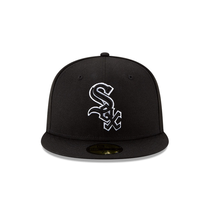 Chicago White Sox Logo Black/Black White Outline New Era 59FIFTY Fitted Hat