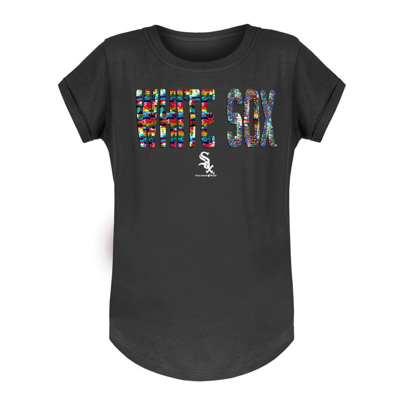 Chicago White Sox Black Sequin Flip Youth T-Shirt