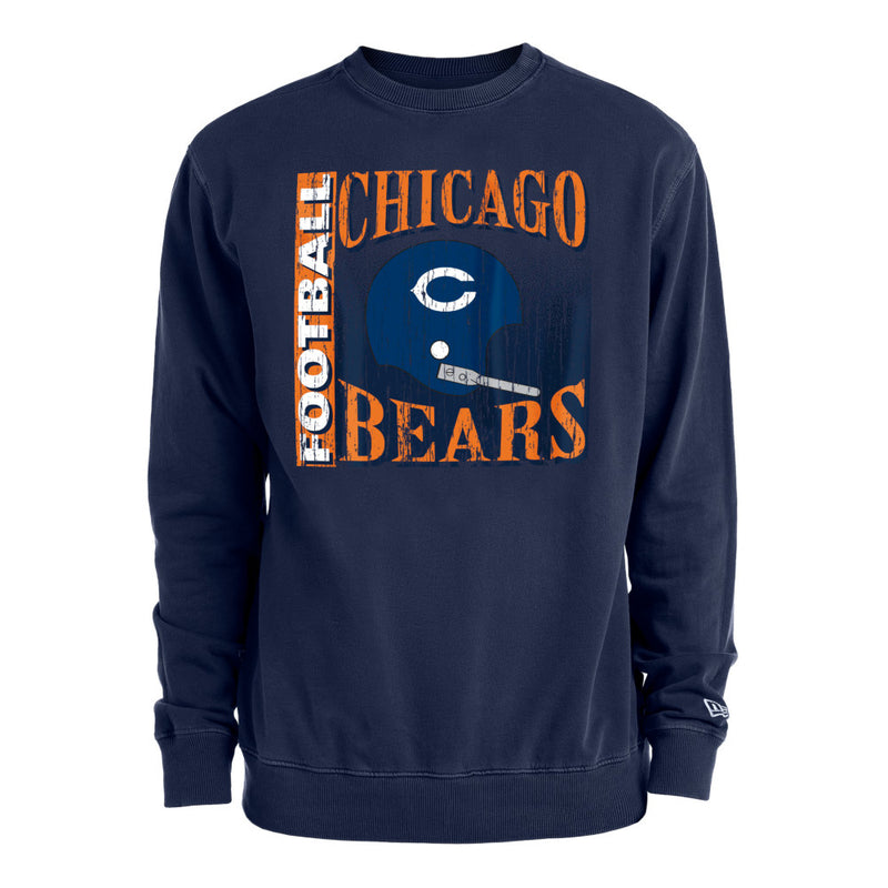 Chicago Bears Football Helmet Pigment Dye Crew Sweatshirt