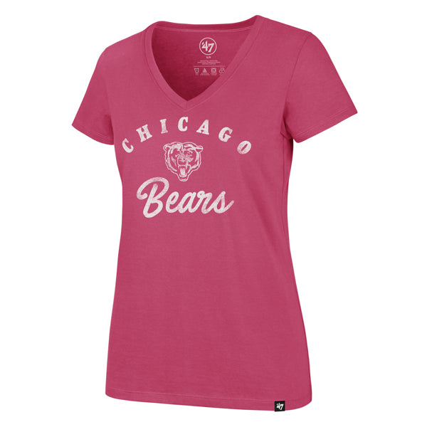 Chicago Bears 47 Ultra Rival Women's Pink Magenta V-Neck Tee