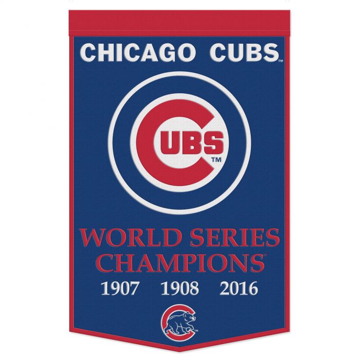 Chicago Cubs World Series Champions 1907 - 1908 - 2016 Wool Banner 24