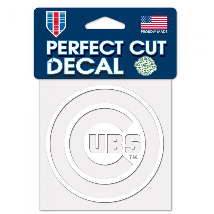 Chicago Cubs White 4"x4" Logo Perfect Cut Decal