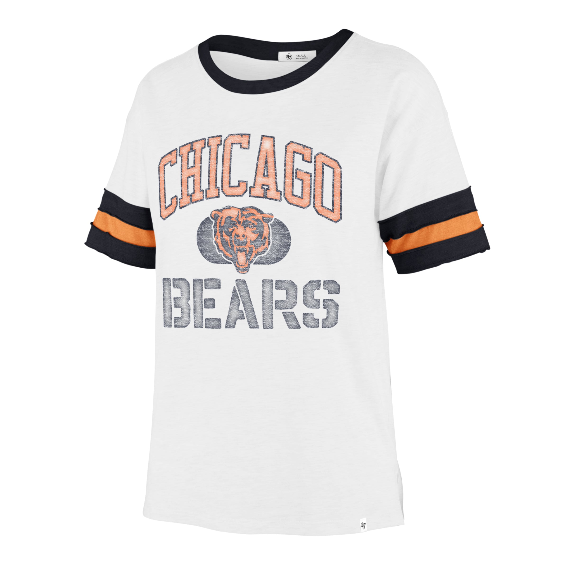 '47 Chicago Bears Ladies High Rise Frankie Raglan 3/4-Sleeve T-Shirt Medium