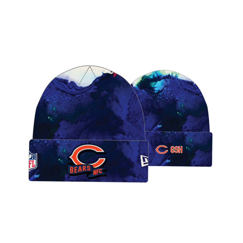 Chicago Bears 2022 Sideline New Era Navy Ink Dye Cuffed Knit Hat