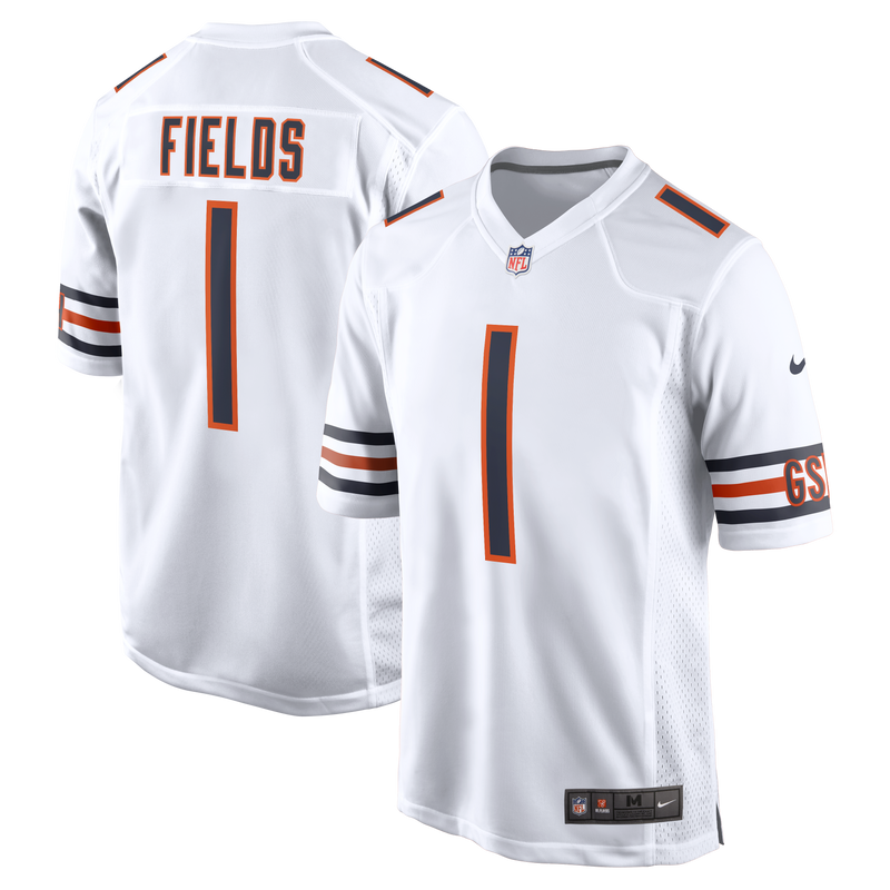 Justin Fields Chicago Bears Nike Men's White Replica Game Jersey