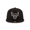 Chicago Bulls Black w/ White Logo New Era 59FIFTY Fitted Hat