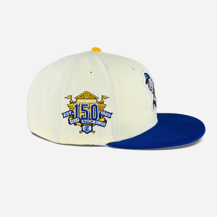 New Era Cincinnati Reds 150th Anniversary Vegas Gold Two Tone Edition  59Fifty Fitted Hat, EXCLUSIVE HATS, CAPS
