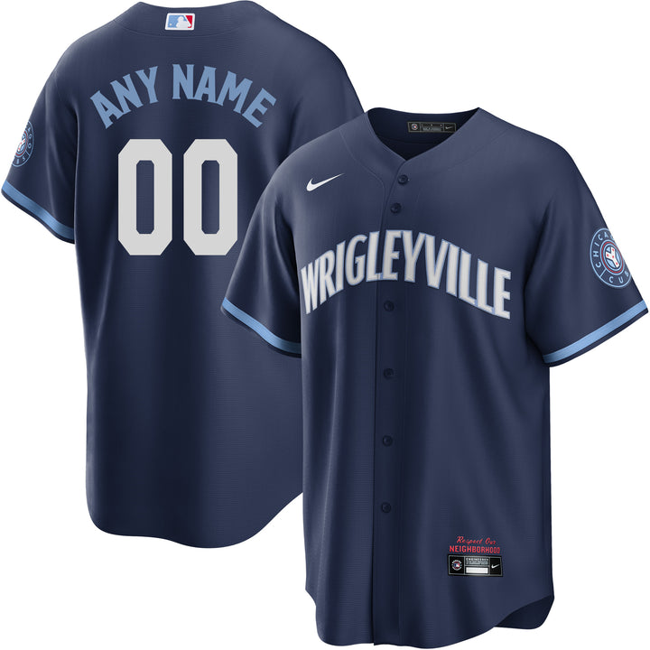 Custom Chicago Cubs City Connect Wrigleyville Nike Men's Replica Jersey