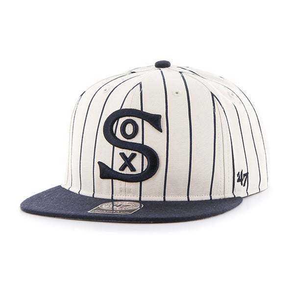 Chicago White Sox Cooperstown Natural Pinstripe Captain Snapback Hat