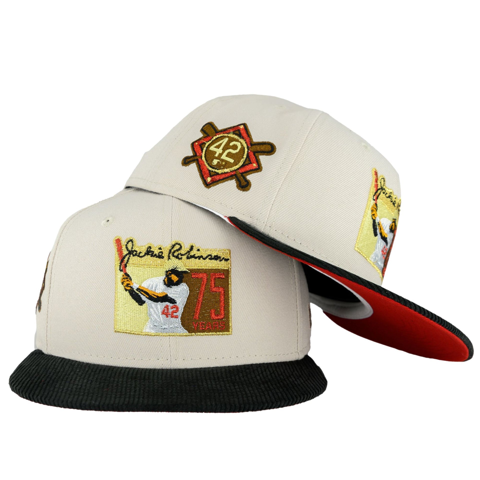 Jackie Robinson #42 Stone and Black 75 Years New Era 59FIFTY Fitted Hat