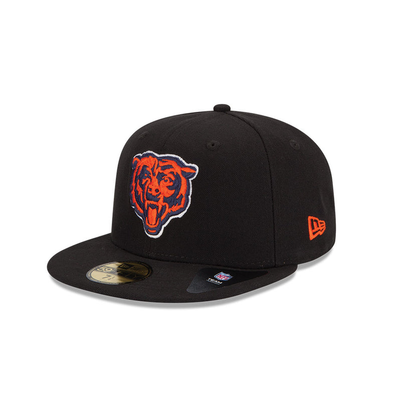 Chicago Bears Black 59Fifty Flatbill Hat with Bear Face Logo by New Era