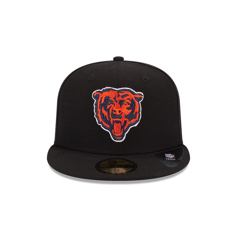 Chicago Bears Black 59Fifty Flatbill Hat with Bear Face Logo by New Era