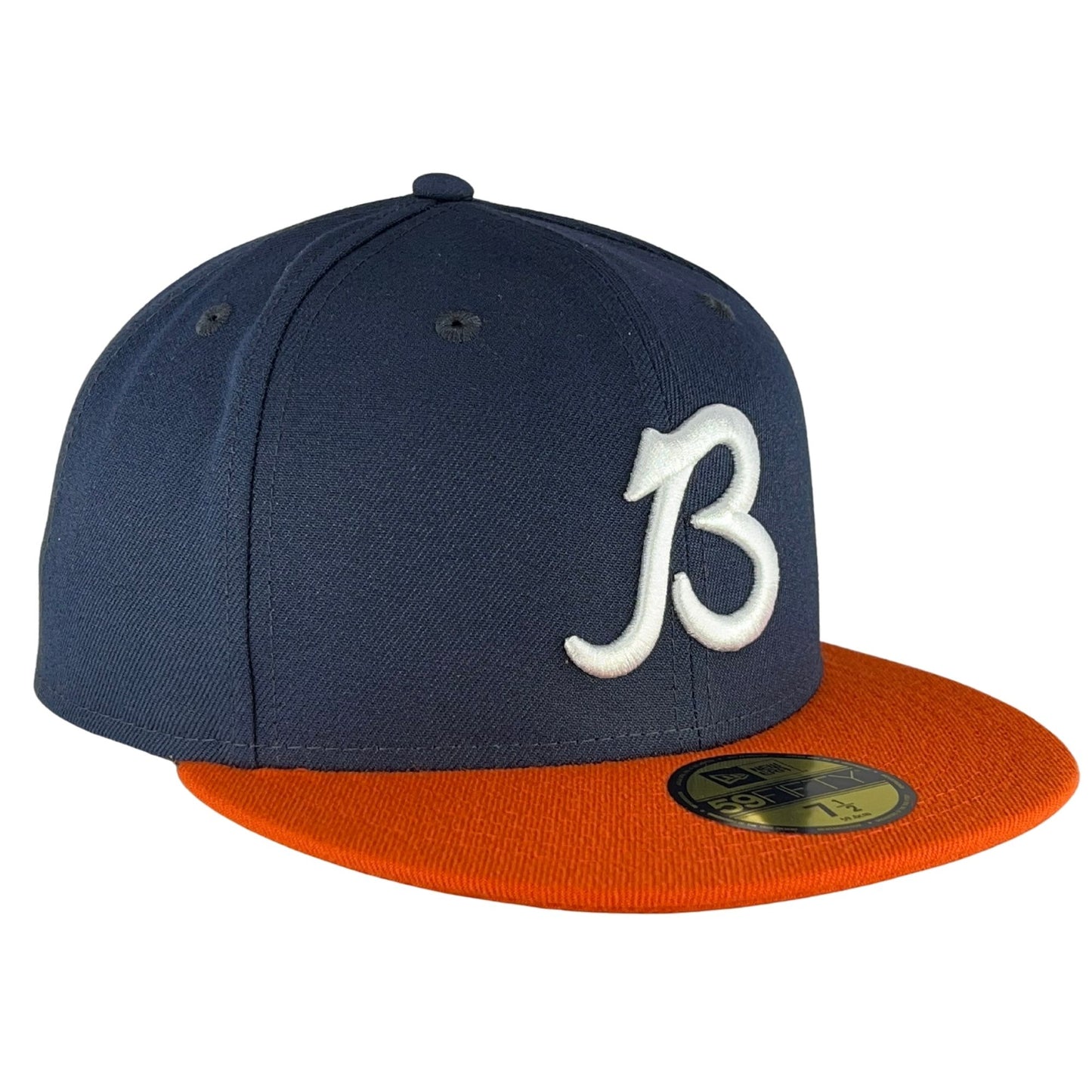 Chicago Bears B Script Logo Navy Orange New Era 59FIFTY Fitted Hat