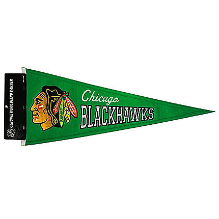 BHAWKS GREEN WOOL BLEND PENNANT