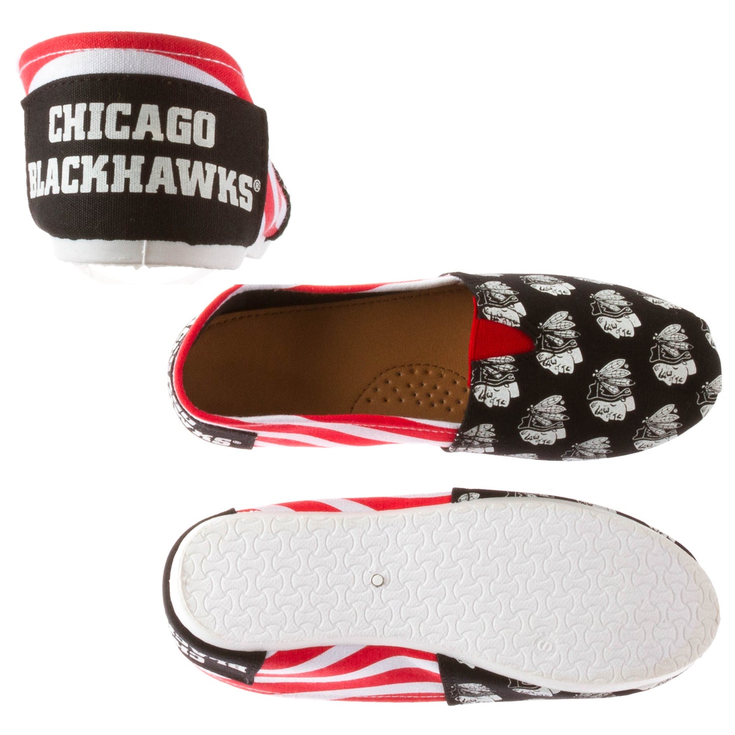 Chicago Black Hawks Black Slipper With Large Indian Head Logo