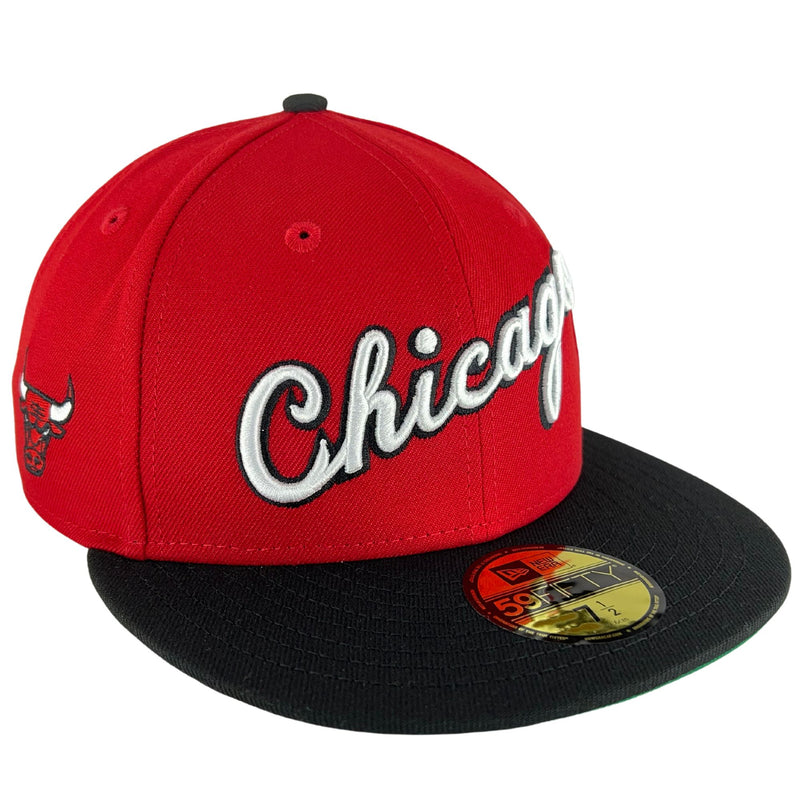Chicago Bulls Red/Black/Green UV Script New Era 59FIFTY Fitted Hat